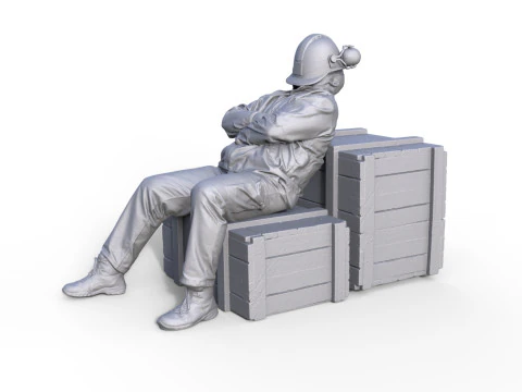 Figuur Mann op Kisten 3D Model