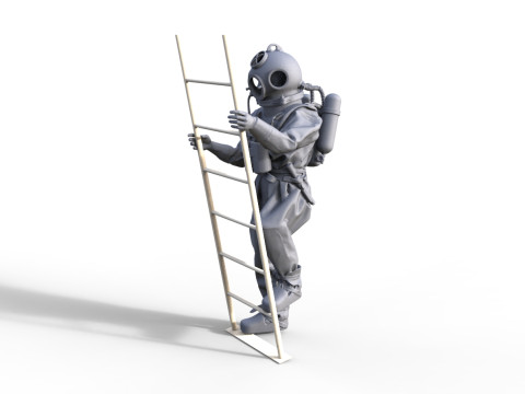 Figur Taucher auf Leiter 938 Modello 3D