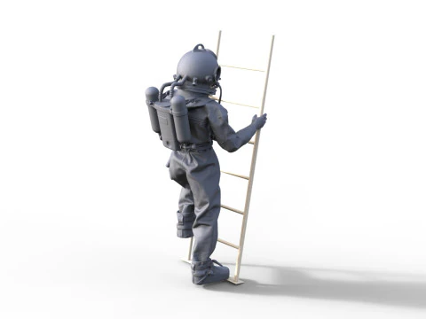 Figur Taucher auf Leiter 938 3D Model