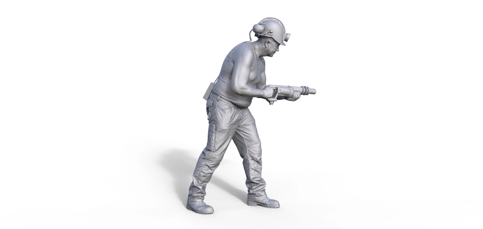 Figur Miner mit Bohrer 3D Print Model .c4d .max .obj .3ds .fbx .stl .blend 
