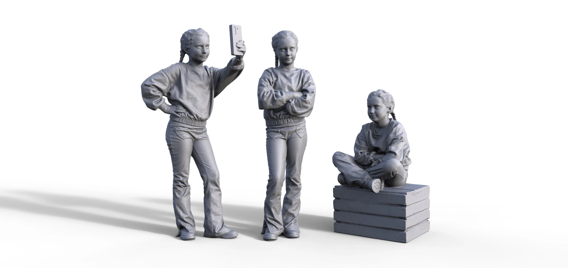 FIGURE CHILD DIORAMA TRAIN 3x 3D Print Model .c4d .max .obj .3ds .fbx .stl .blend