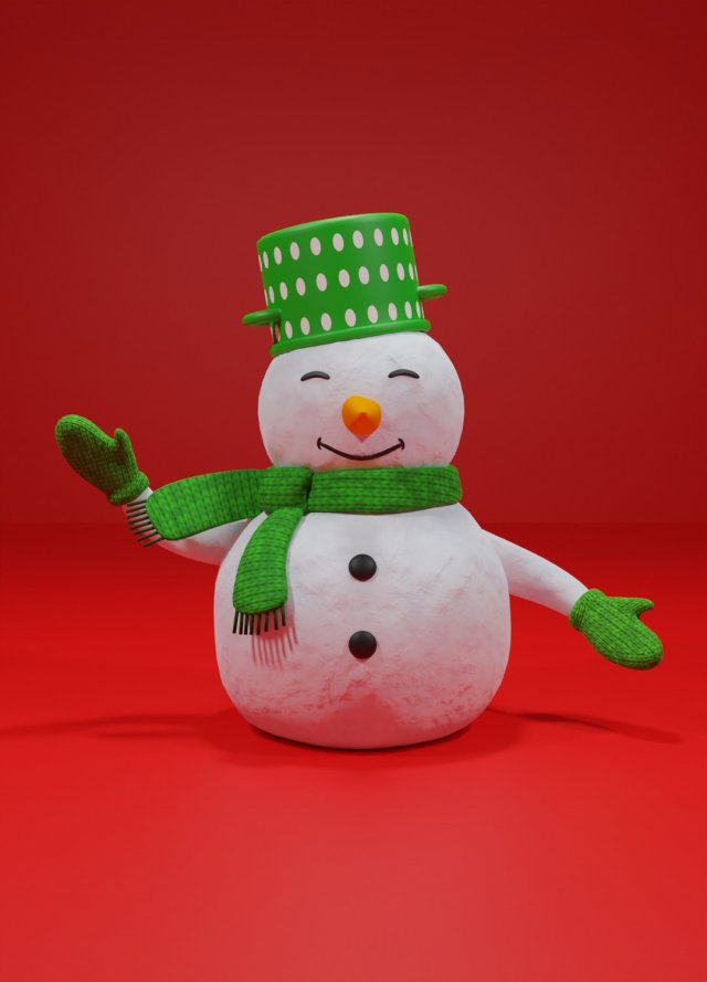 Snowman 3D Model .c4d .max .obj .3ds .fbx .stl .blend