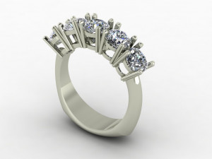 Five Stone Engagement Ring 3D Baskı Modeli