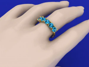 Five Stone Engagement Ring 3D Print Model