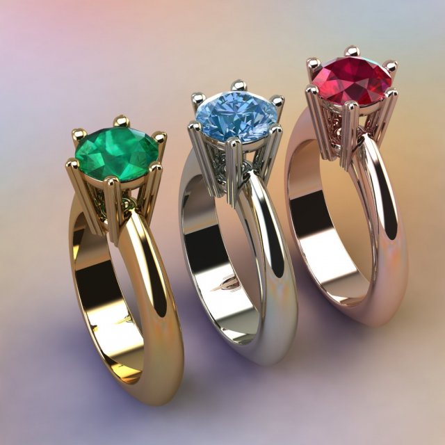 Solitaire Engagement Ring 3D 프린트 모델 .c4d .max .obj .3ds .fbx .stl .blend 