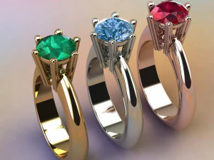 单石订婚戒指 3D 打印模型