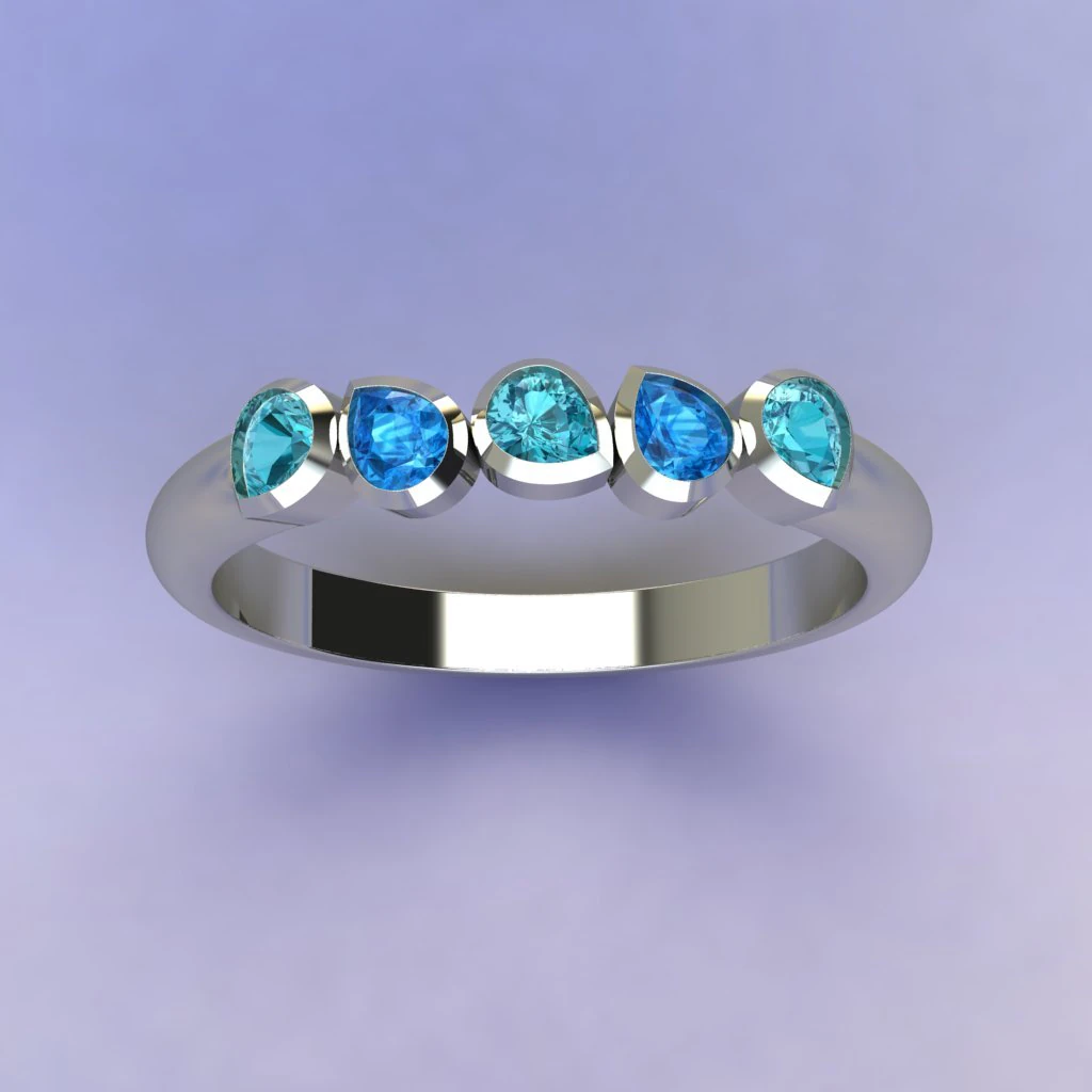 Five stone ring 3D Print Model .c4d .max .obj .3ds .fbx .stl .blend