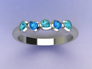 Five stone ring 3D Baskı Modeli
