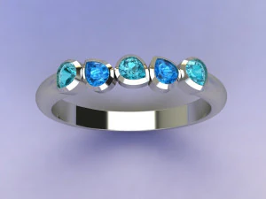 Anel de cinco pedras Modelo de Impressão 3D