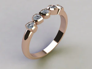 Five stone ring 3D Print Model