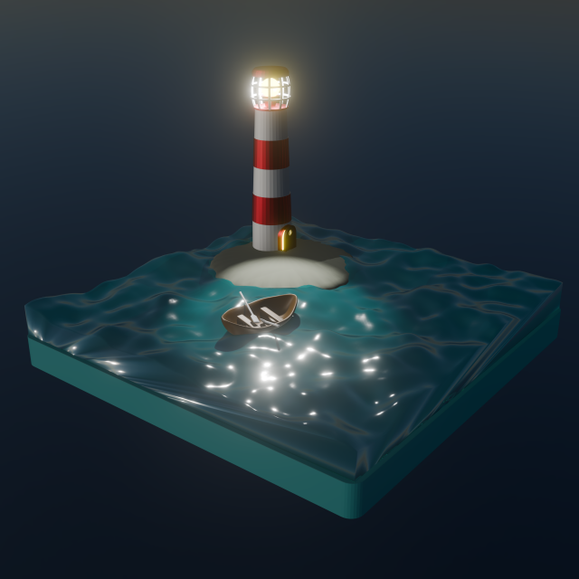 Lighthouse scenery 3D Модель .c4d .max .obj .3ds .fbx .stl .blend 