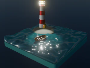 灯台の風景 3Dモデル