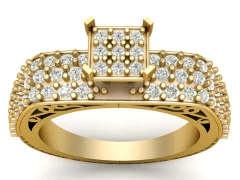 女性用ソリティア婚約ダイヤモンドリング3D印刷可能モデル 3Dプリントモデル