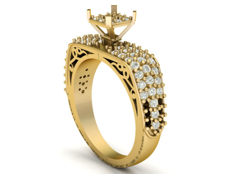 女性用ソリティア婚約ダイヤモンドリング3D印刷可能モデル 3Dプリントモデル