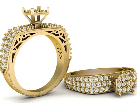 女性用ソリティア婚約ダイヤモンドリング3D印刷可能モデル 3Dプリントモデル