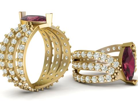 LUXURY DIAMOND RING 3D PRINTABLE MODEL FOR TIMELESS ROMANCE 3D 프린트 모델