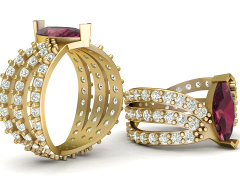 LUXURY DIAMOND RING 3D PRINTABLE MODEL FOR TIMELESS ROMANCE 3D Print Model
