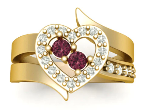 PROPOSTA ELEGANTE CORAÇÃO ANEL DE DIAMANTE 3D IMPRIMíVEL Modelo de Impressão 3D