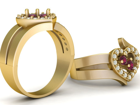 SYLISH PROPOSAL HEART DIMND RING 3D PRINRINTABLE MODEL 3D Print Model