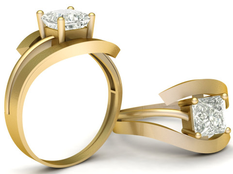 Solitaire Single Dimond Ring 3d Printable Model Model do druku 3D