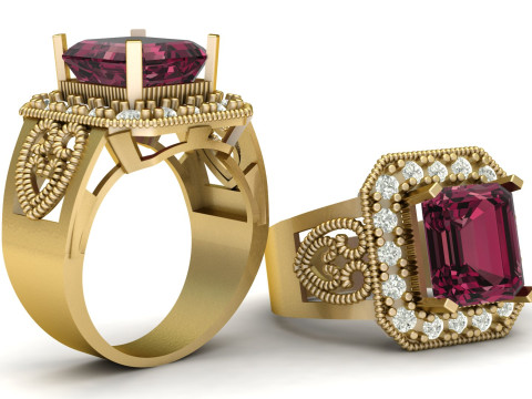 LUXURY FILIGIREE DIMOND RING 3D PRINTABLE MODEL 3D Print Model