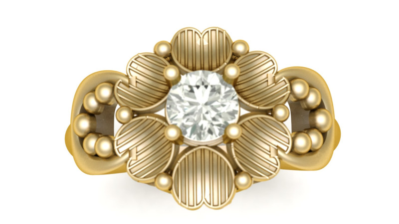 SOLITAIRE FOLAWER DIMOND RING 3D PRINTABLE MODEL Modello di stampa 3D .c4d .max .obj .3ds .fbx .stl .blend 