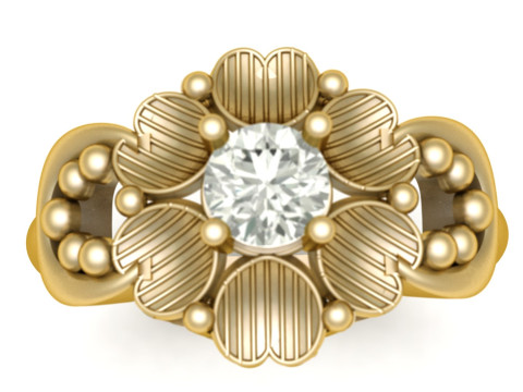 SOLITAIRE FOLAWER DIMOND RING 3D PRINTABLE MODEL 3D Print Model
