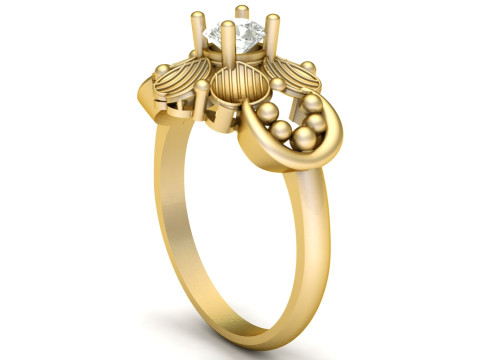 SOLITAIRE FOLAWER DIMOND RING 3D PRINTABLE MODEL Modello di stampa 3D