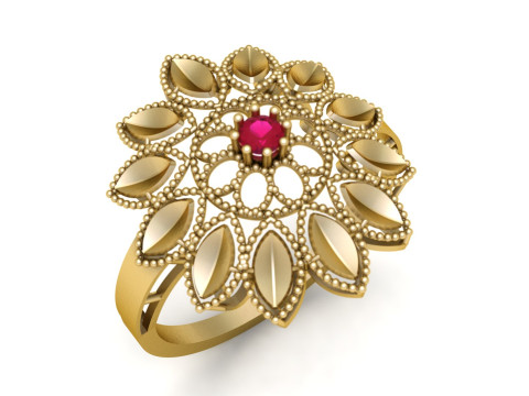 FASHION FLOWER RING RING FOR WOMEN 3D PRINTABLE MODEL Model Cetak 3D