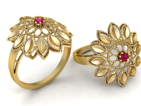 FASHION FLOWER RING RING FOR WOMEN 3D PRINTABLE MODEL 3Dプリントモデル