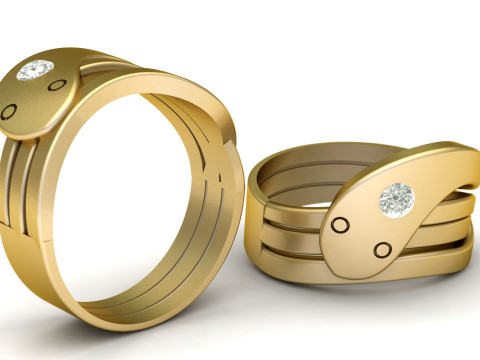 SNAKE ENGAGEMENT RING 3D PRINTABLE MODEL 3D 打印模型
