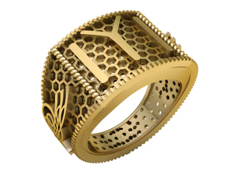 Hip Hop Men Fashion Alphabet MEU Anel Modelo 3D para impress&atilde;o Modelo de Impressão 3D