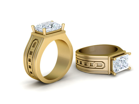 ITALIAN CHAIN FASHION MENS RING 3D PRINTABLE MODEL 3Dプリントモデル