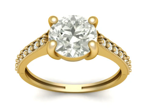 ANELLO CON DIAMANTE SOLITARIO DA DONNA MODELLO STAMPABILE 3D Modello di stampa 3D