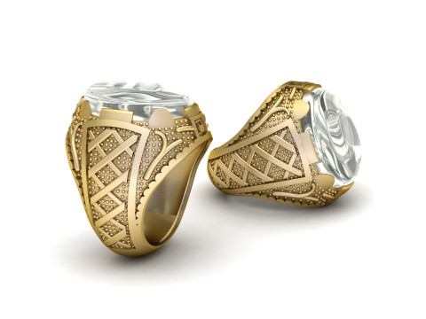TURKISH MEN FASHION RING 3D PRINTABLE MODEL Modèles 3D en vedette