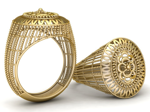 LUXURY MEN FASHION RING 3D PRINTABLE MOODEL Modèles 3D en vedette