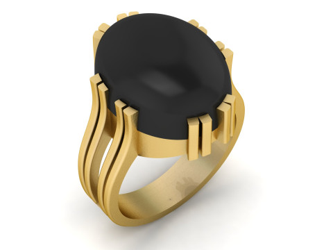 BLACK ONYX RING FOR MEN FASHION 3D PRINTABLE MODEL Model Cetak 3D