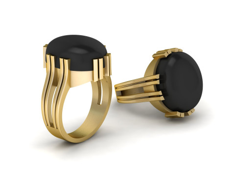 BLACK ONYX RING FOR MEN FASHION 3D PRINTABLE MODEL Modello di stampa 3D
