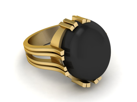 BLACK ONYX RING FOR MEN FASHION 3D PRINTABLE MODEL Modello di stampa 3D