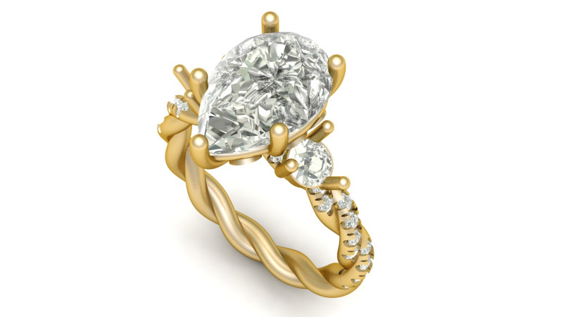 ENGAGEMENT SOLITAIRE RING 3D PRINTABLE MODEL Model Cetak 3D .c4d .max .obj .3ds .fbx .stl .blend