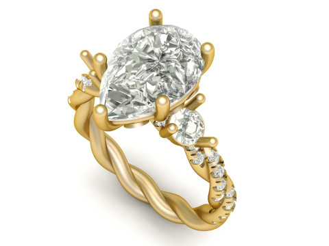 ENGAGEMENT SOLITAIRE RING 3D PRINTABLE MODEL Modèles 3D en vedette