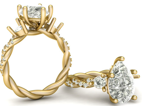 ENGAGEMENT SOLITAIRE RING 3D PRINTABLE MODEL Model Cetak 3D