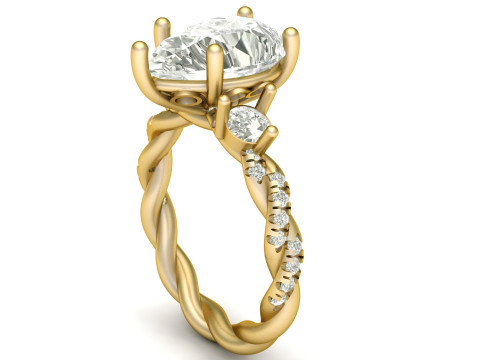ENGAGEMENT SOLITAIRE RING 3D PRINTABLE MODEL Model Cetak 3D