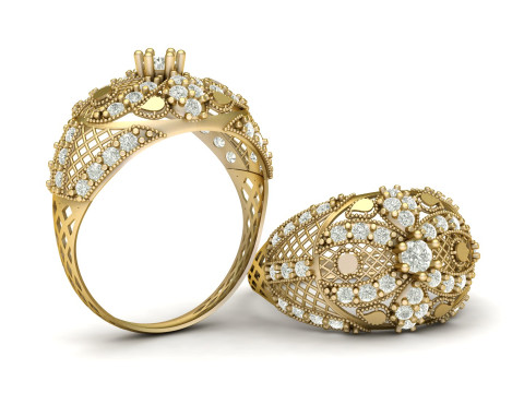 FILIGREE ENGAGEMENT DIMOND RING 3D PRINTABLE MODEL 3D Принт Модель