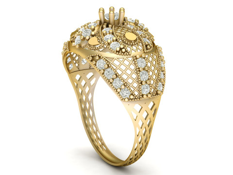 FILIGREE ENGAGEMENT DIMOND RING 3D PRINTABLE MODEL 3D Принт Модель