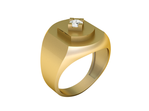 SINGLE DIMOND RING FOR MEN 3D PRINTABLE MODEL Model do druku 3D