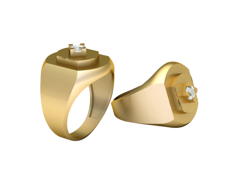 SINGLE DIMOND RING FOR MEN 3D PRINTABLE MODEL 3D Print Model