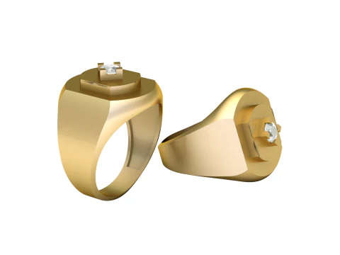 SINGLE DIMOND RING FOR MEN 3D PRINTABLE MODEL 3D Print Model
