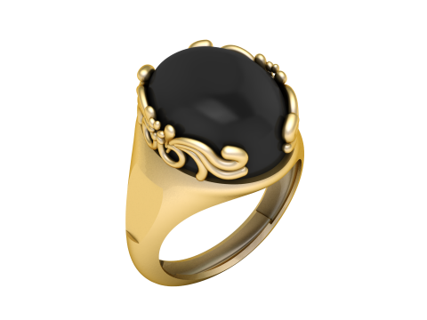 BLACK ONYX RING FOR MEN FASHION 3D PRINTABLE MODEL 3D Принт Модель