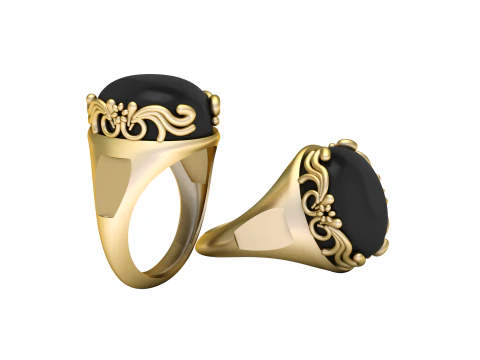 BLACK ONYX RING FOR MEN FASHION 3D PRINTABLE MODEL 3D Print Model